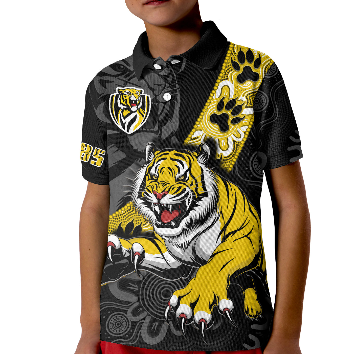 (Custom Text And Number) Richmond Football Polo Shirt KID Tigers 1885 Indigenous Basic Style LT14
