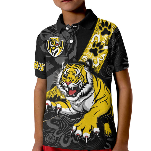 (Custom Text And Number) Richmond Football Polo Shirt KID Tigers 1885 Indigenous Basic Style LT14