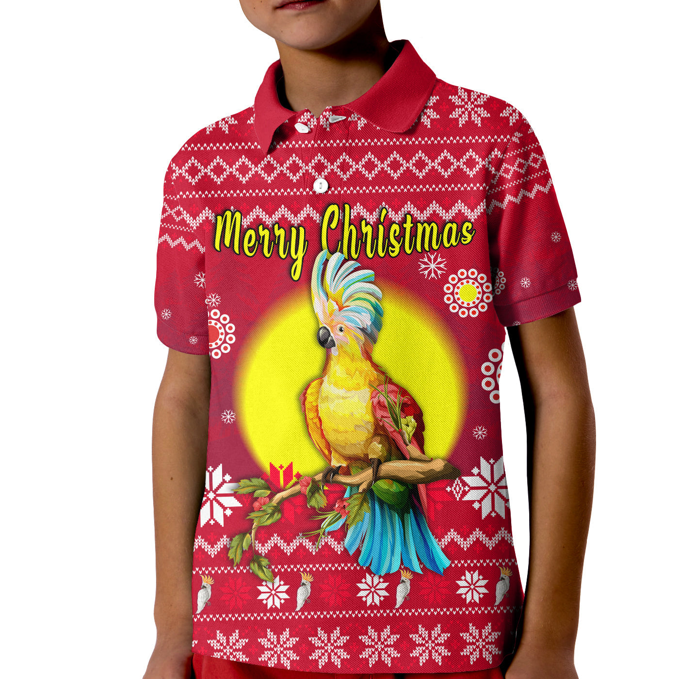australia-christmas-polo-shirt-kid-be-loved-cockatoo
