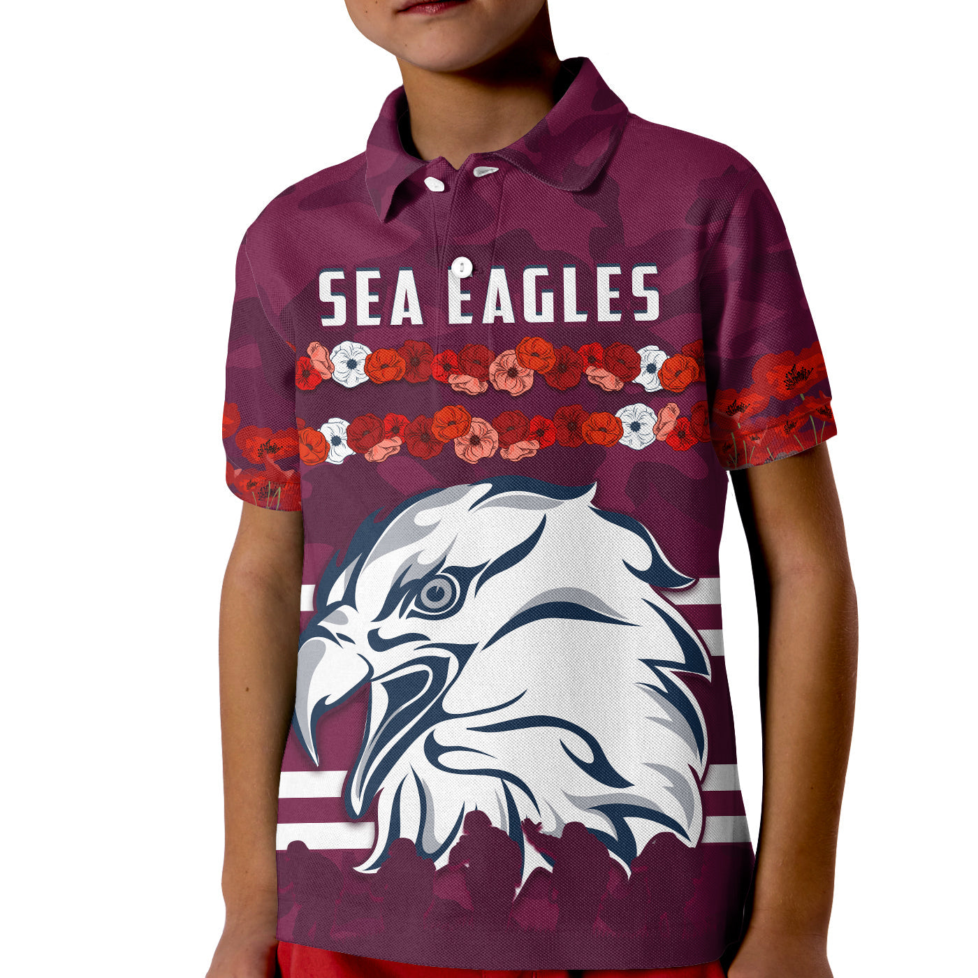 custom-personalised-sea-eagles-anzac-day-polo-shirt-kid-poppy-lest-we-forget