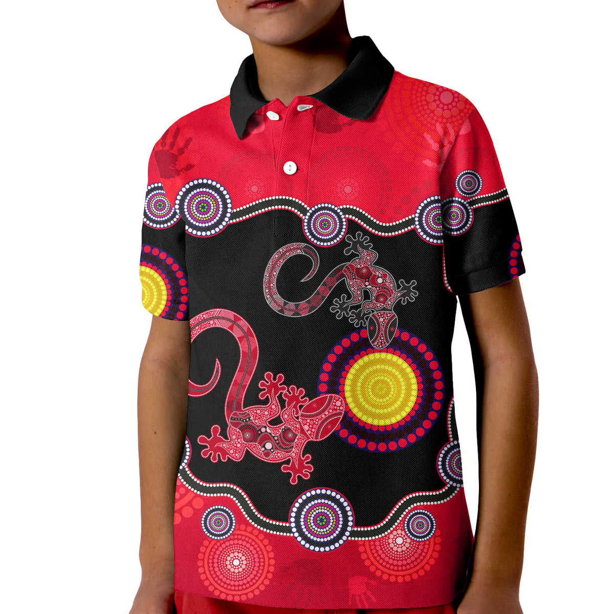 aboriginal-lizard-polo-shirt-kid-attracted-australia-version-red