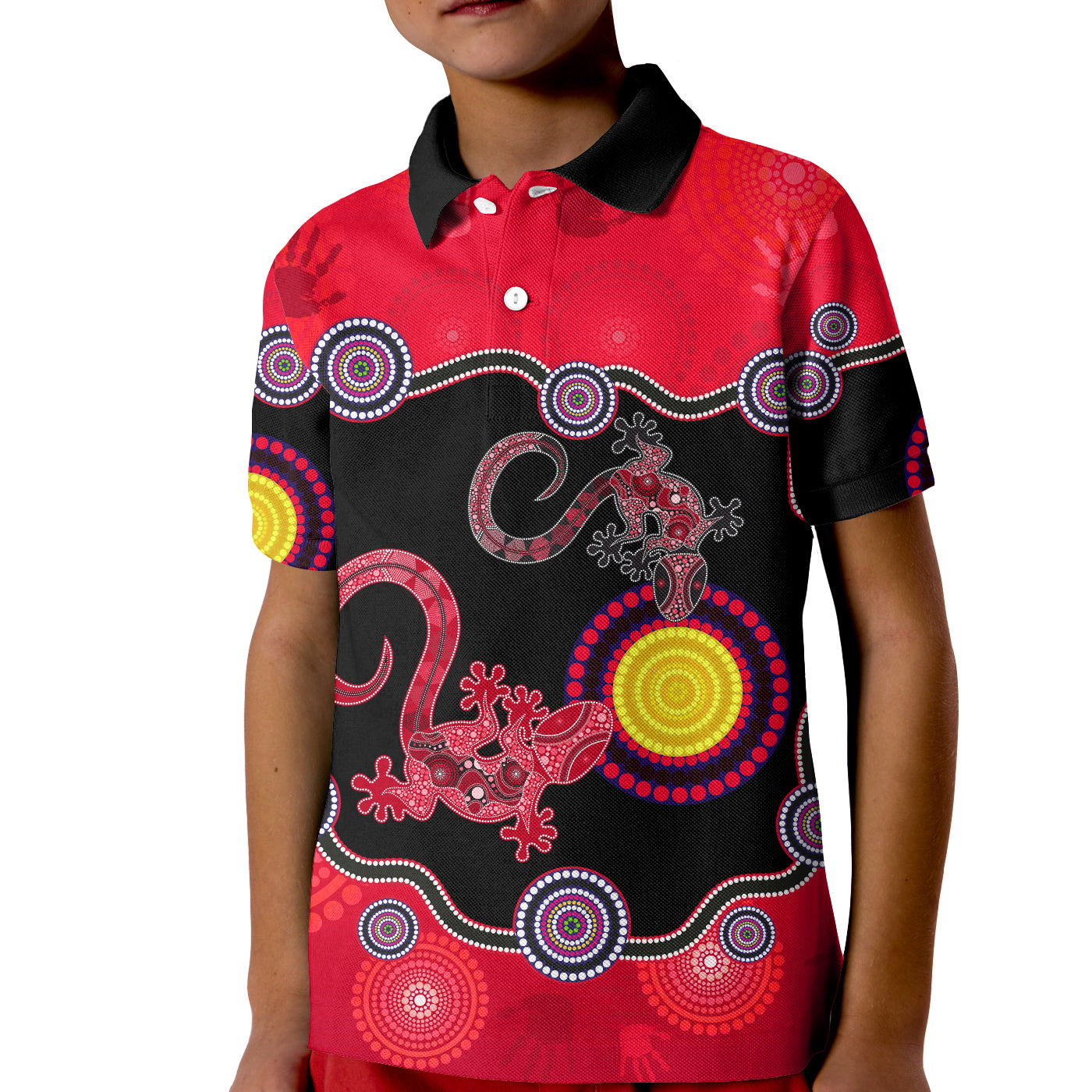 aboriginal-lizard-polo-shirt-kid-attracted-australia-version-red