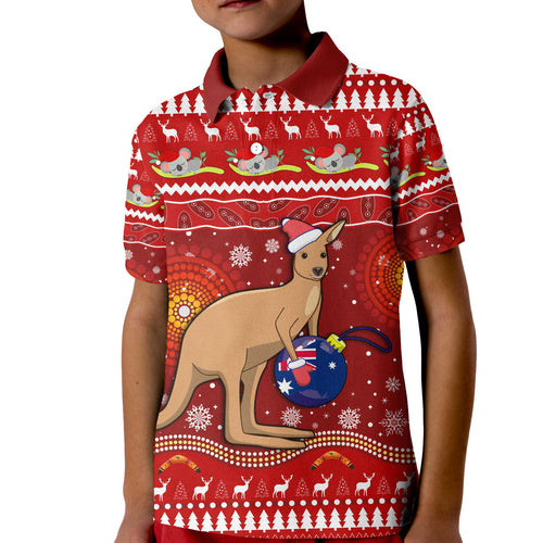australia-christmas-polo-shirt-kid-aboriginal-kangaroo