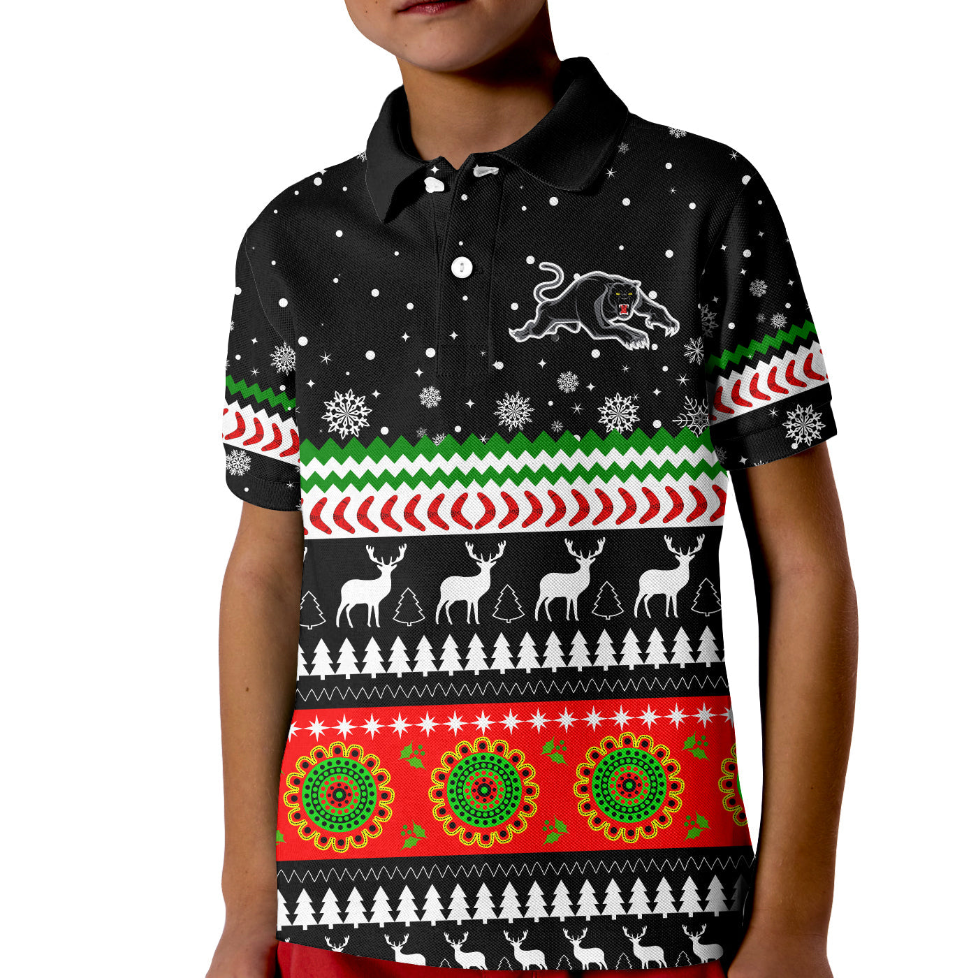 custom-personalised-panthers-polo-shirt-kid-penrith-christmas-the-riff