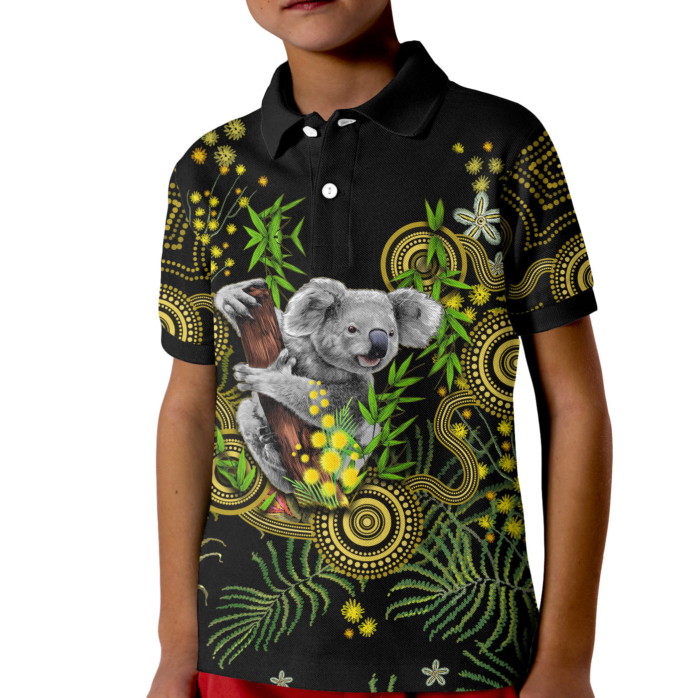 custom-personalised-golden-wattle-polo-shirt-kid-australia-acacia-pycnantha-mix-aboriginal