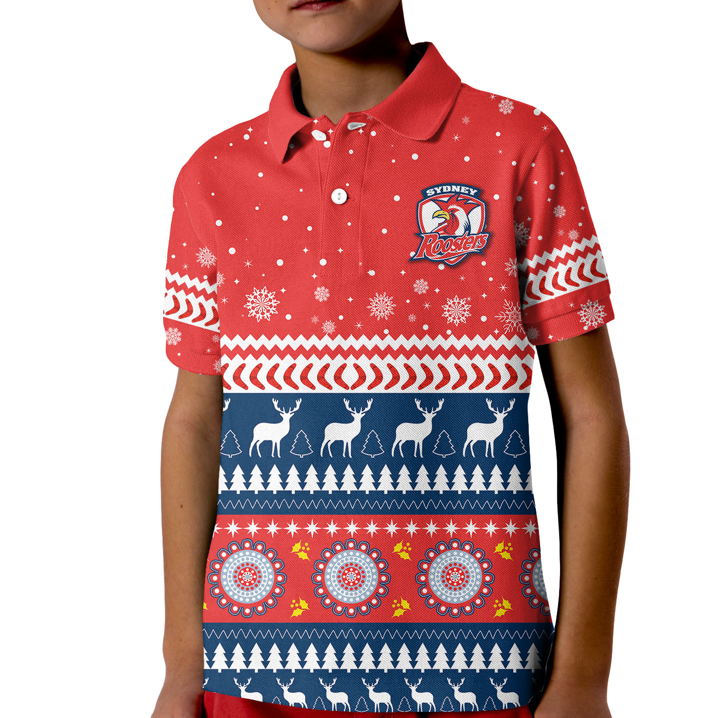 roosters-polo-shirt-kid-merry-christmas-sydney