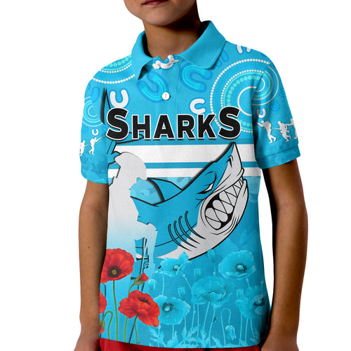 custom-text-and-number-sharks-anzac-2022-polo-shirt-kid-cronulla-sutherland-lest-we-forget