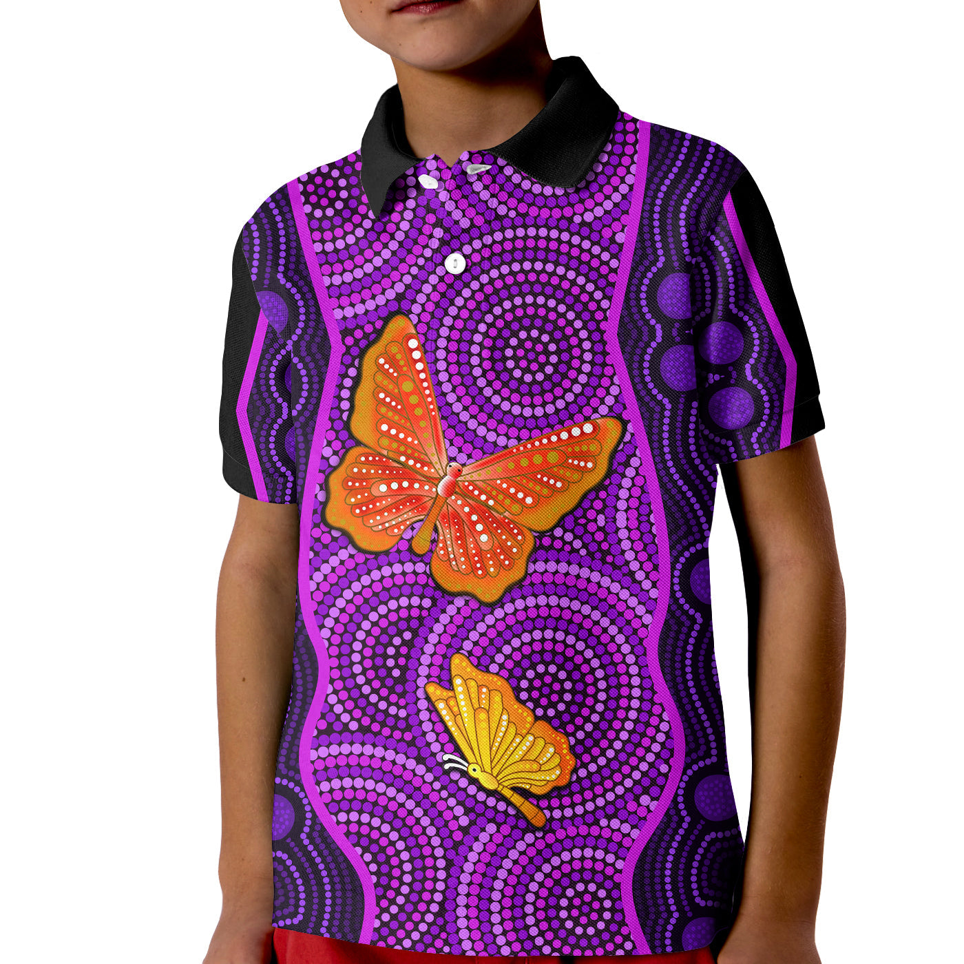 aboriginal-dot-polo-shirt-kid-butterfly-natural-beauty