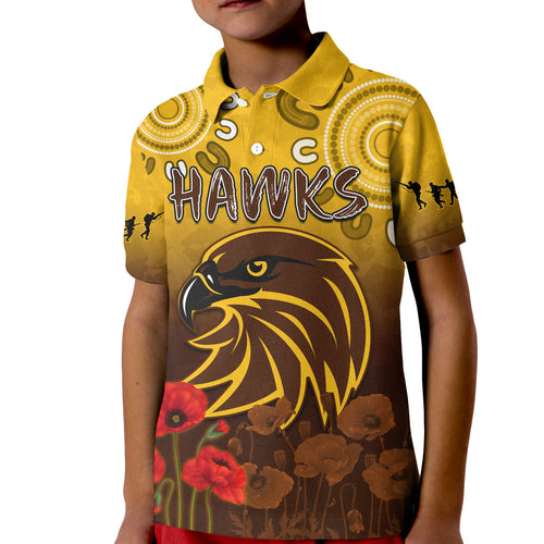 custom-text-and-number-hawks-anzac-2022-polo-shirt-kid-hawthorn-football-aboriginal-poppy
