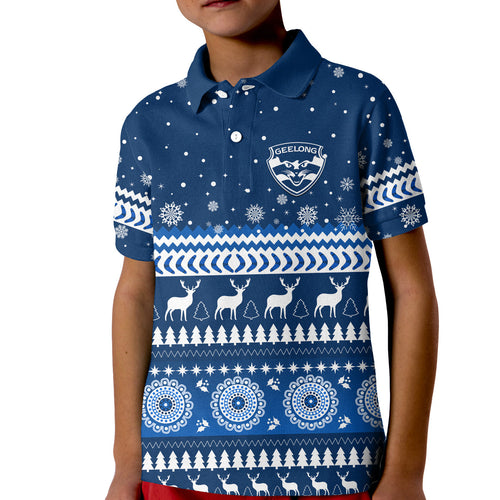 custom-personalised-cats-christmas-polo-shirt-kid-indigenous-geelong-football