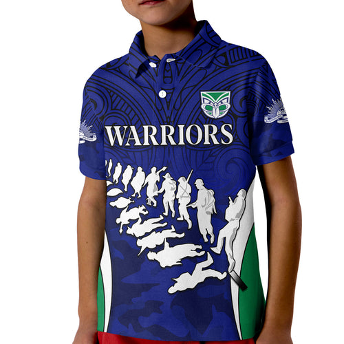 warriors-anzac-2022-polo-shirt-kid-maori-pattern-always-remember-them