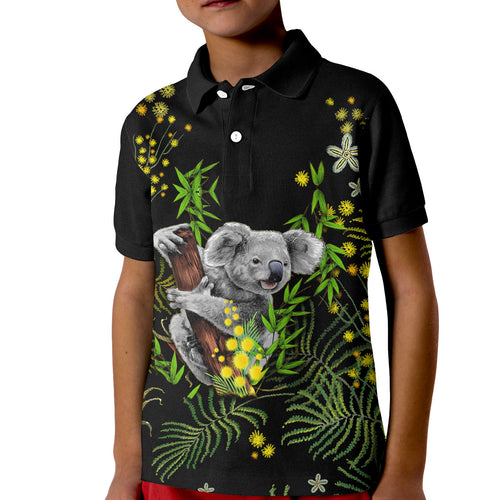 golden-wattle-polo-shirt-kid-koala-australia-acacia-pycnantha-version-simple