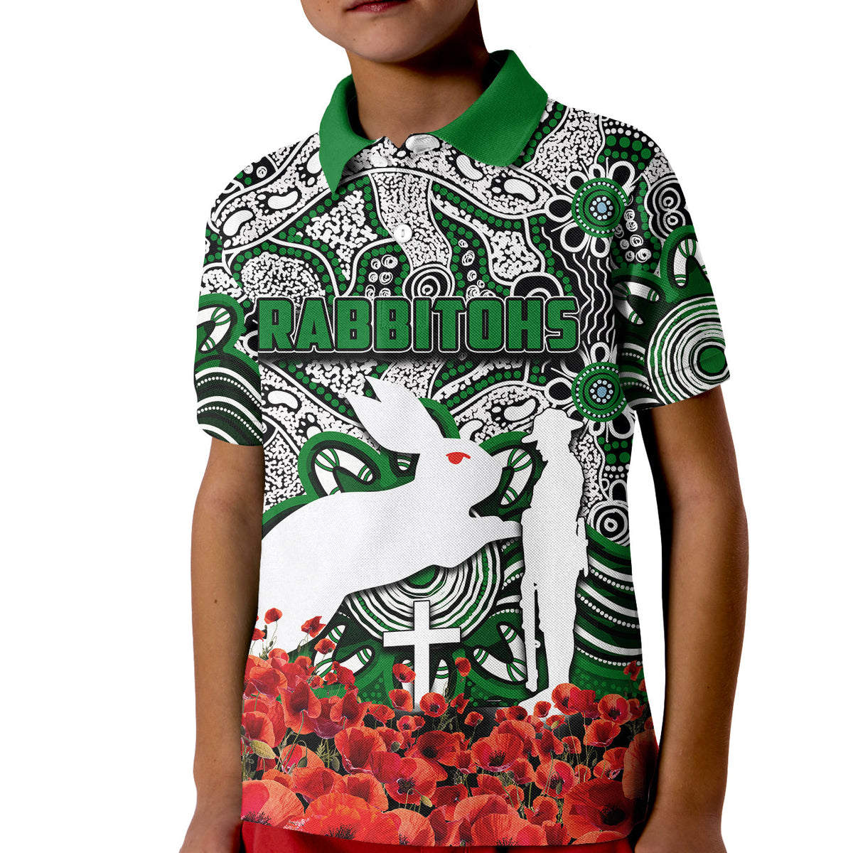 rabbitohs-polo-shirt-kid-anzac-day-poppy-flowers-with-aboriginal