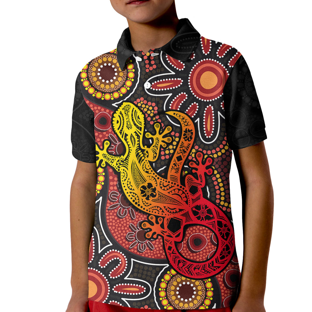 custom-personalisedaboriginal-lizard-polo-shirt-kid