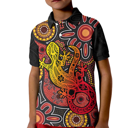 custom-personalisedaboriginal-lizard-polo-shirt-kid