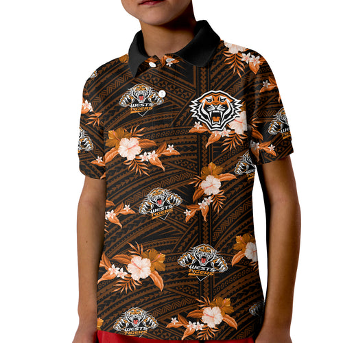 (Custom Text And Number) Wests Tigers Rugby Polo Shirt Polynesian Tribal Mix Tropical Hawaiian Style LT14