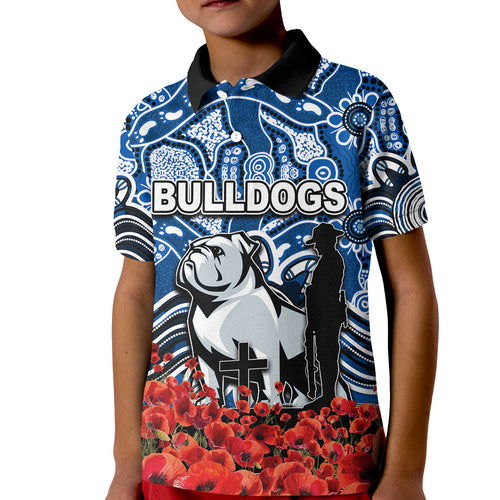 canterbury-bankstown-bulldogs-polo-shirt-kid-anzac-day-poppy-flowers-with-aboriginal