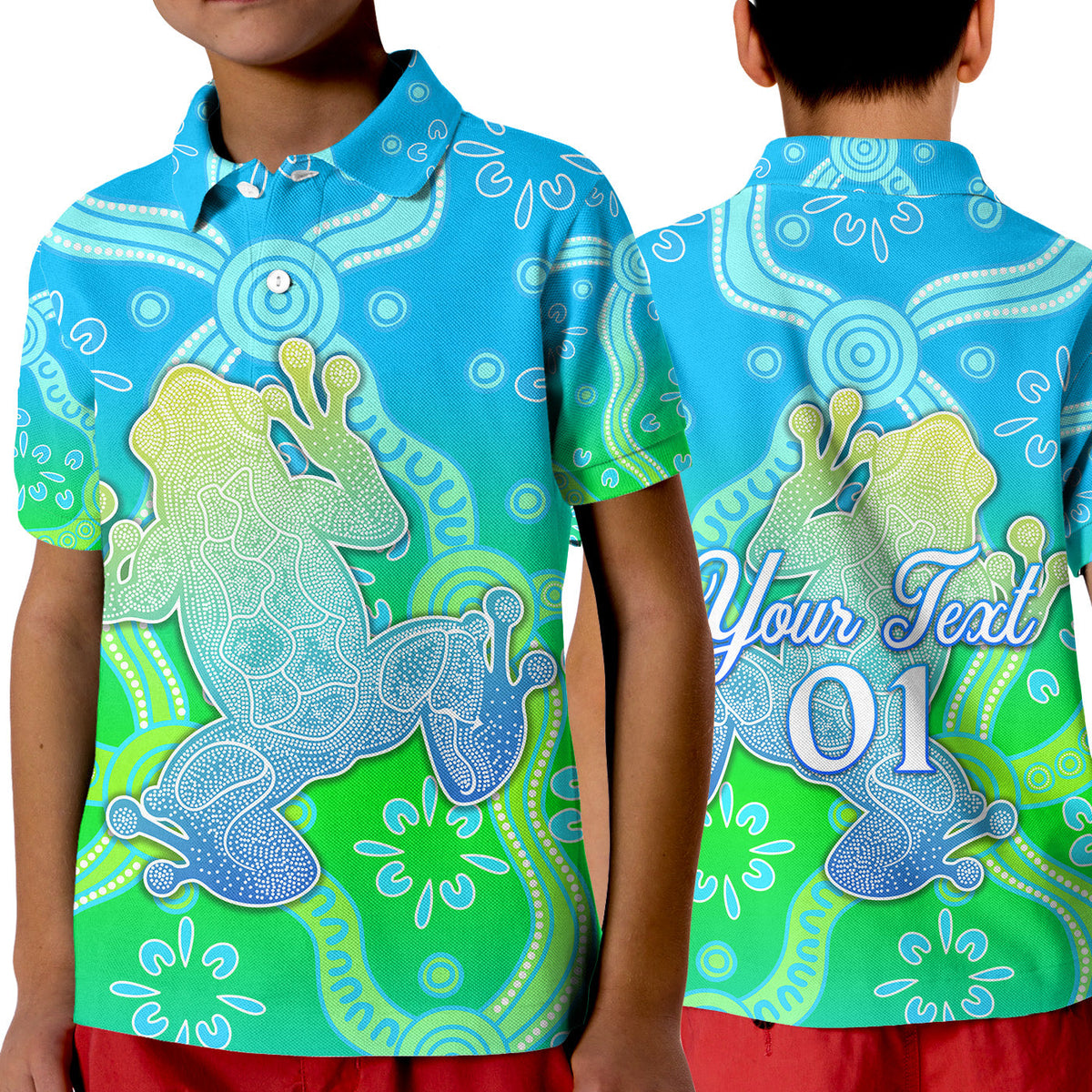 custom-personalised-aboriginal-frog-polo-shirt-kid-indigenous-simple-vibes