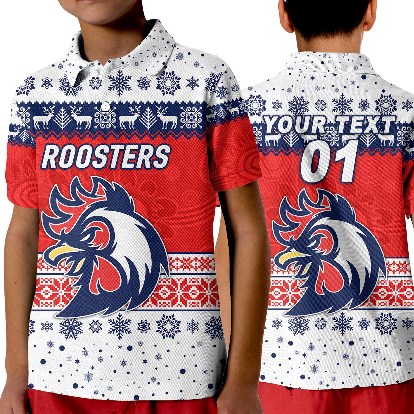 custom-personalised-sydney-roosters-polo-shirt-kid-christmas-simple-style-white