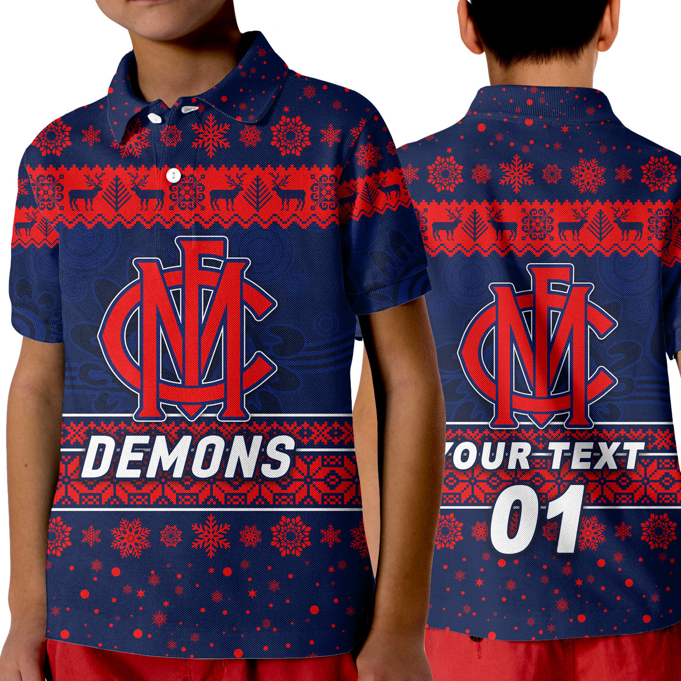 custom-personalised-melbourne-demons-polo-shirt-kid-christmas-simple-style