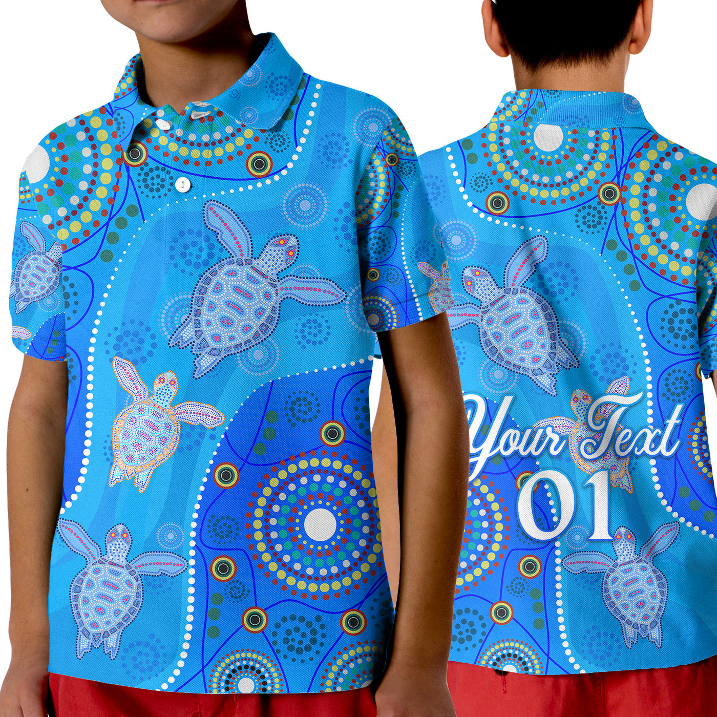 custom-personalised-aboriginal-art-turtle-polo-shirt-kid-indigenous-simple-vibes