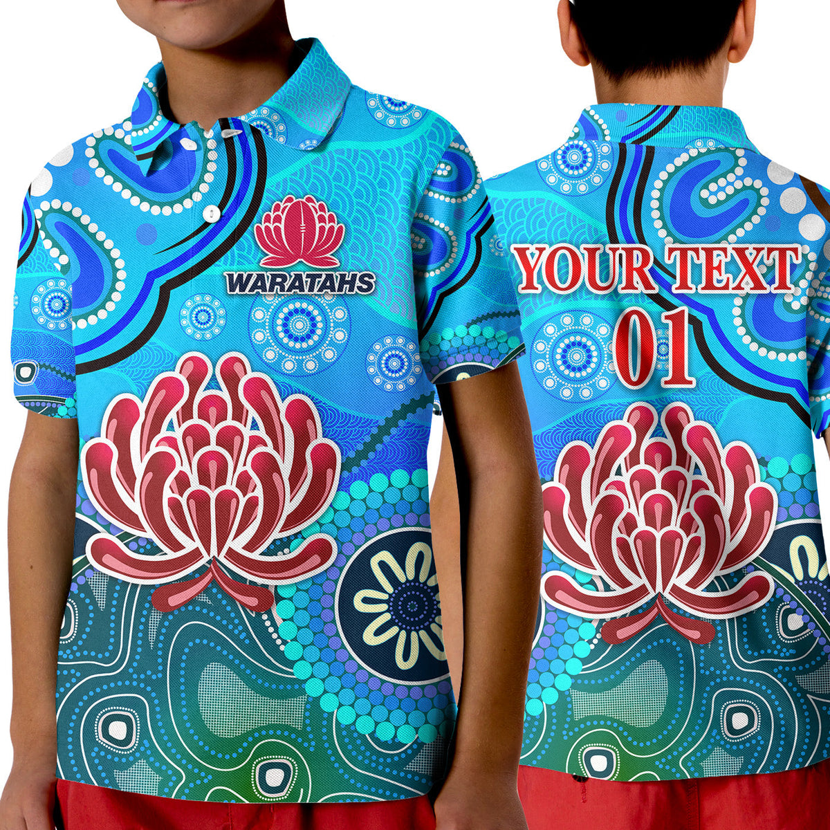 custom-personalised-new-south-wales-waratahs-aboriginal-polo-shirt-kid-indigenous-wave-vibes