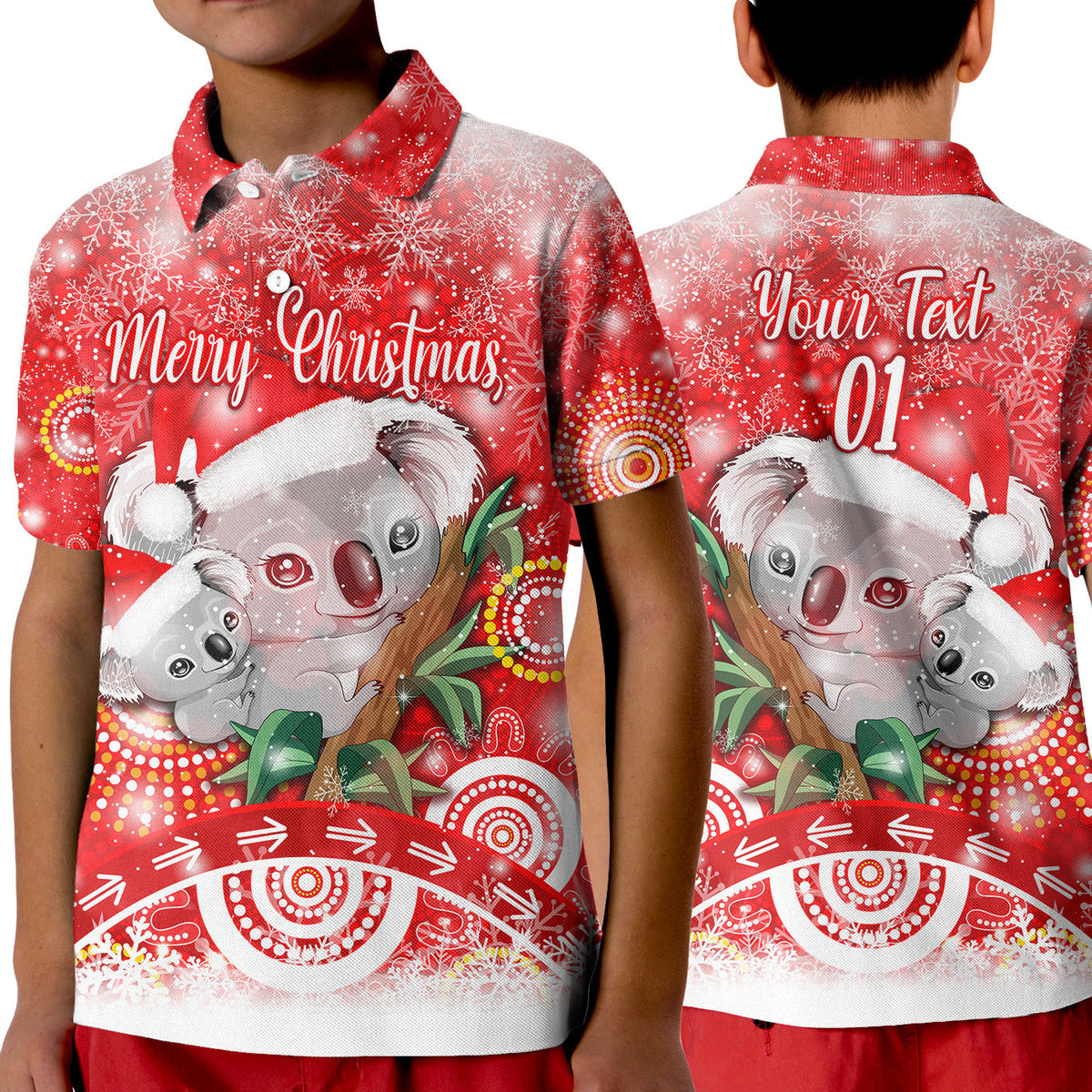 custom-personalised-australia-koala-christmas-polo-shirt-kid-original-style-red