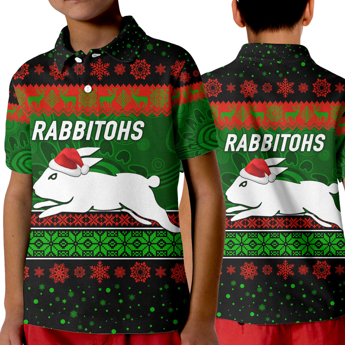 south-sydney-rabbitohs-polo-shirt-kid-christmas-simple-style-black