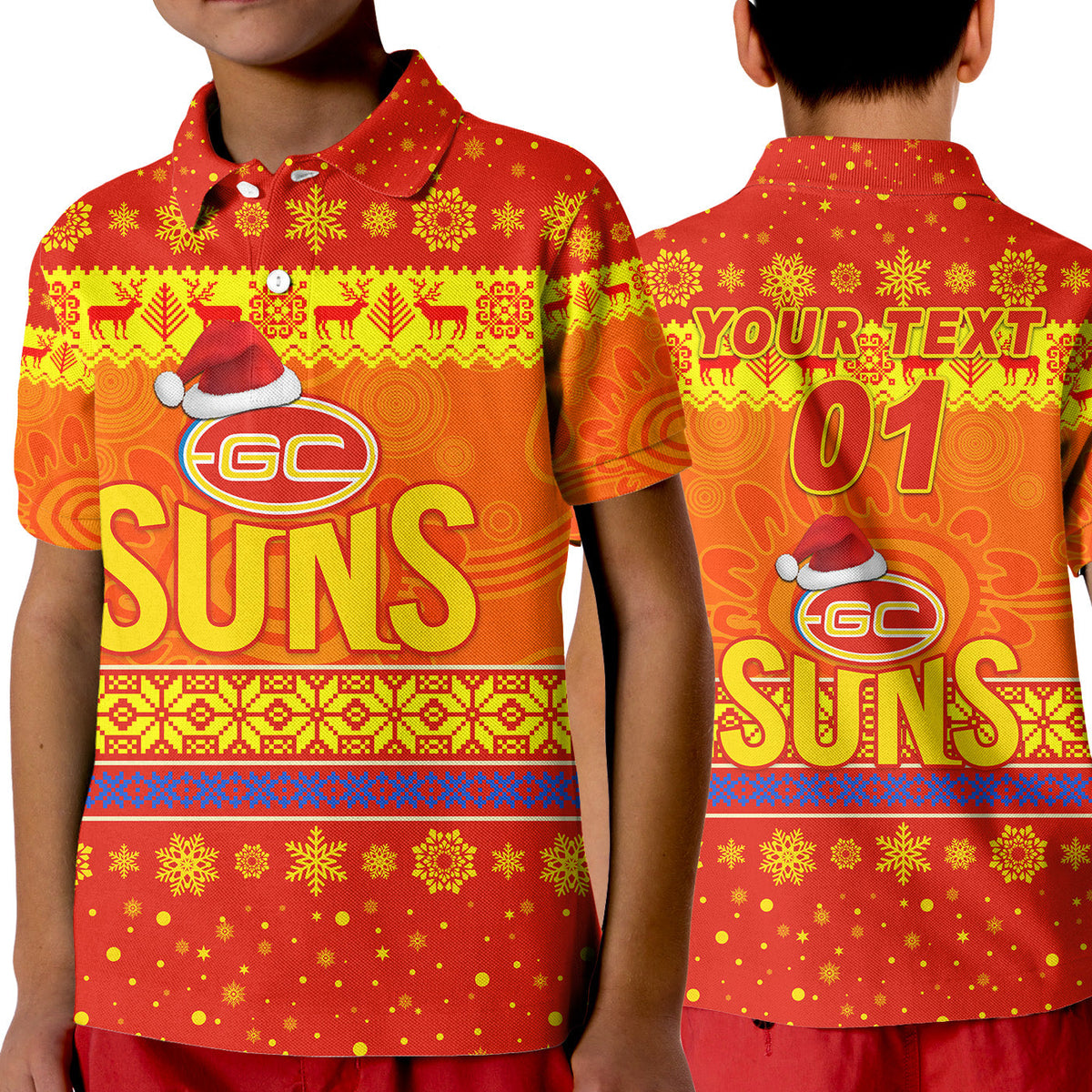 custom-personalised-gold-coast-suns-polo-shirt-kid-christmas-simple-style