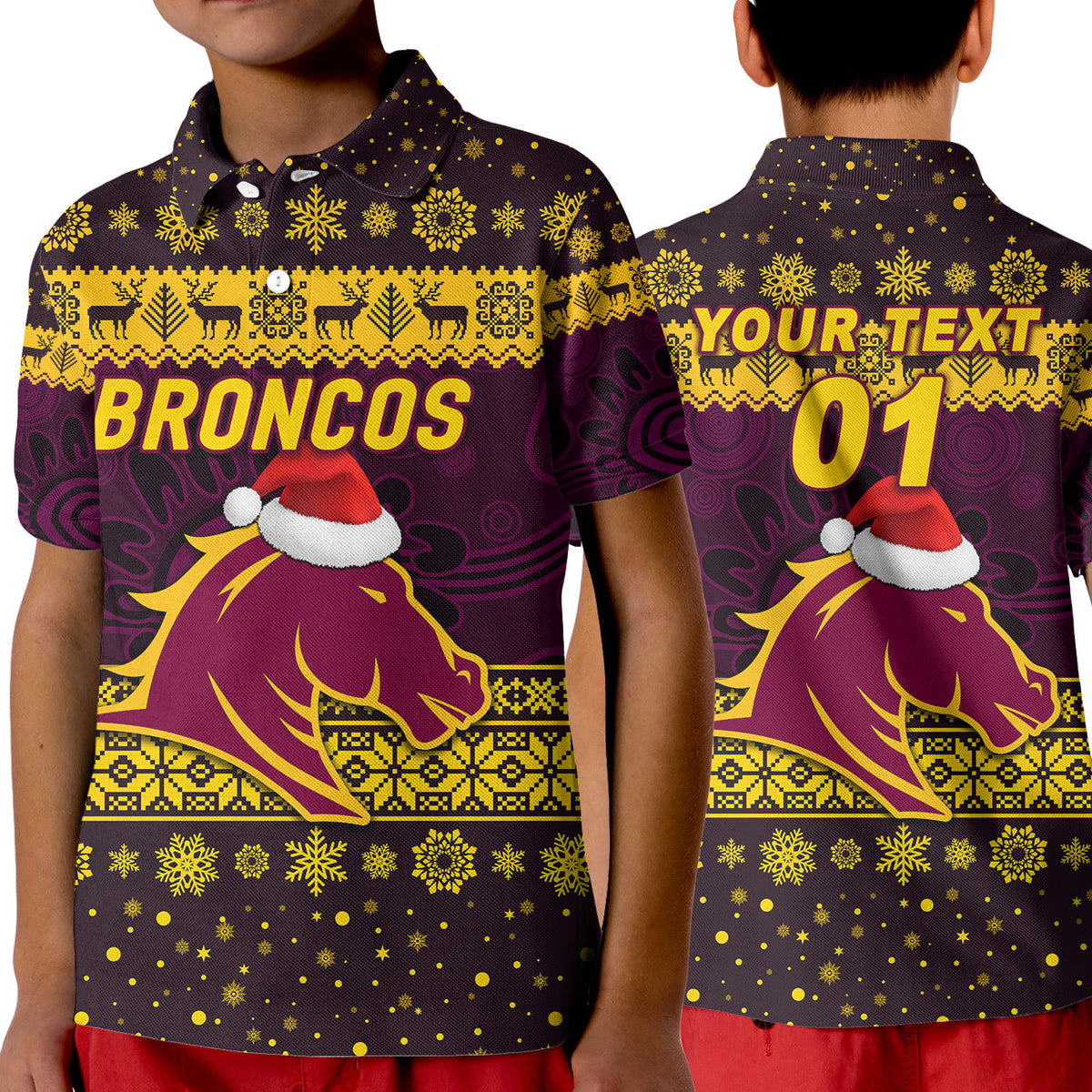 custom-personalised-brisbane-broncos-polo-shirt-kid-christmas-simple-style-purple