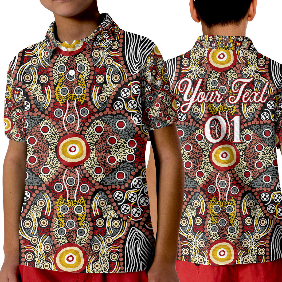 custom-personalised-aboriginal-art-dot-vibes-polo-shirt-kid-indigenous-no-1