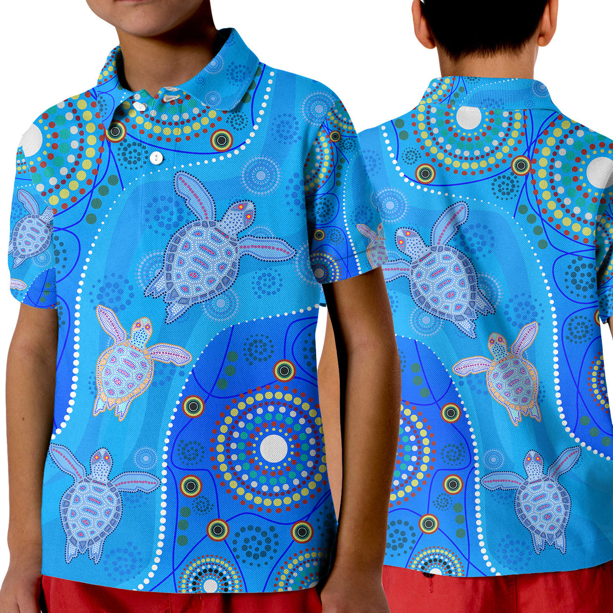 aboriginal-art-turtle-polo-shirt-kid-indigenous-simple-vibes