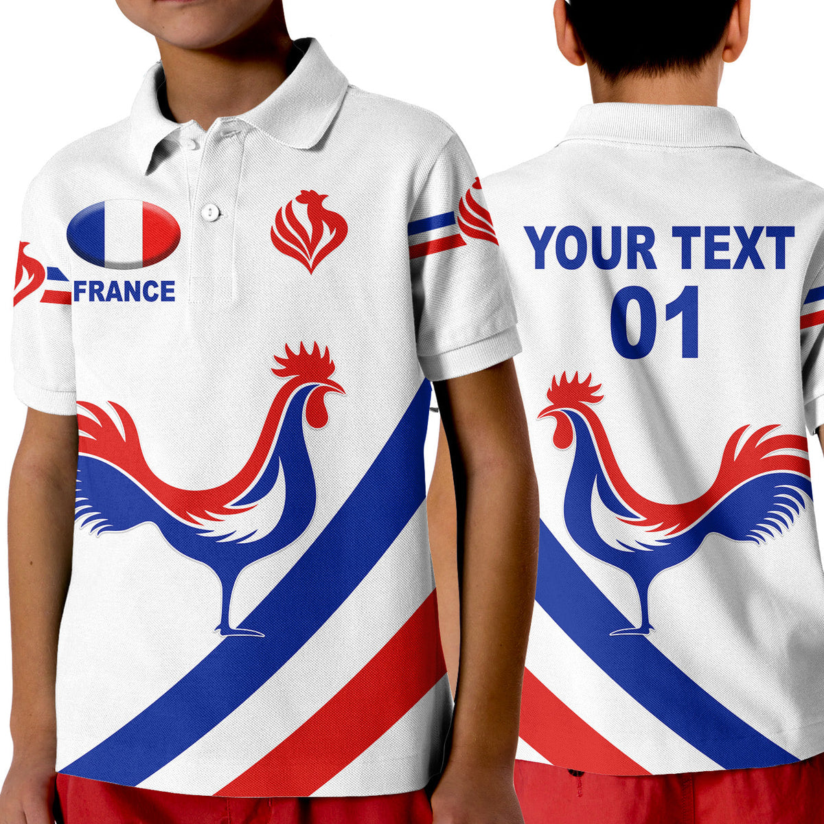 custom-personalised-france-rugby-polo-shirt-kid-rose-simple-style-white