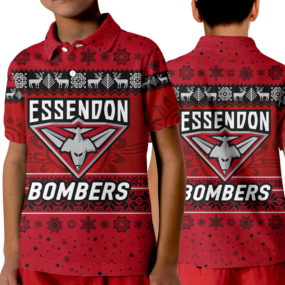 essendon-bombers-polo-shirt-kid-christmas-simple-style-red