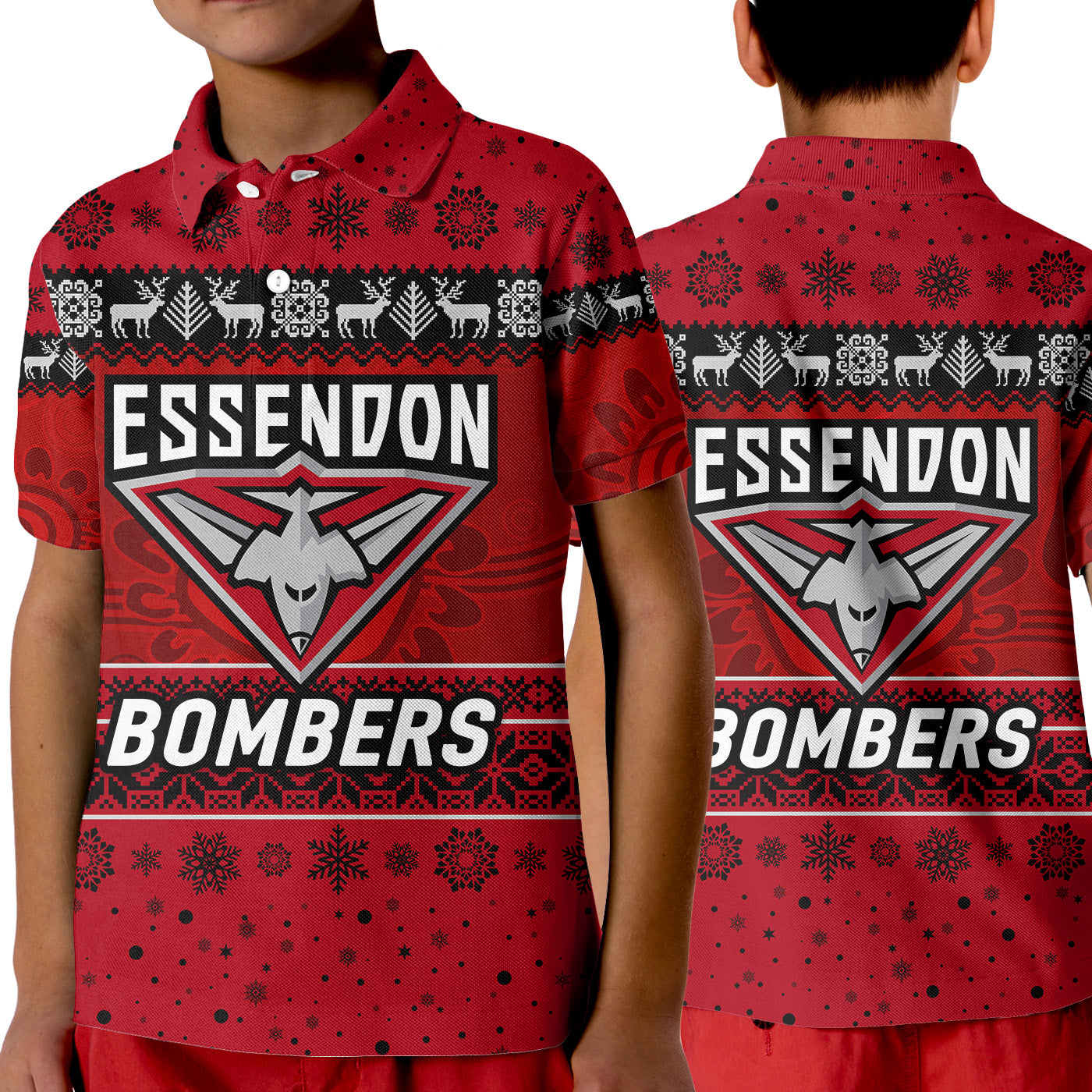 essendon-bombers-polo-shirt-kid-christmas-simple-style-red