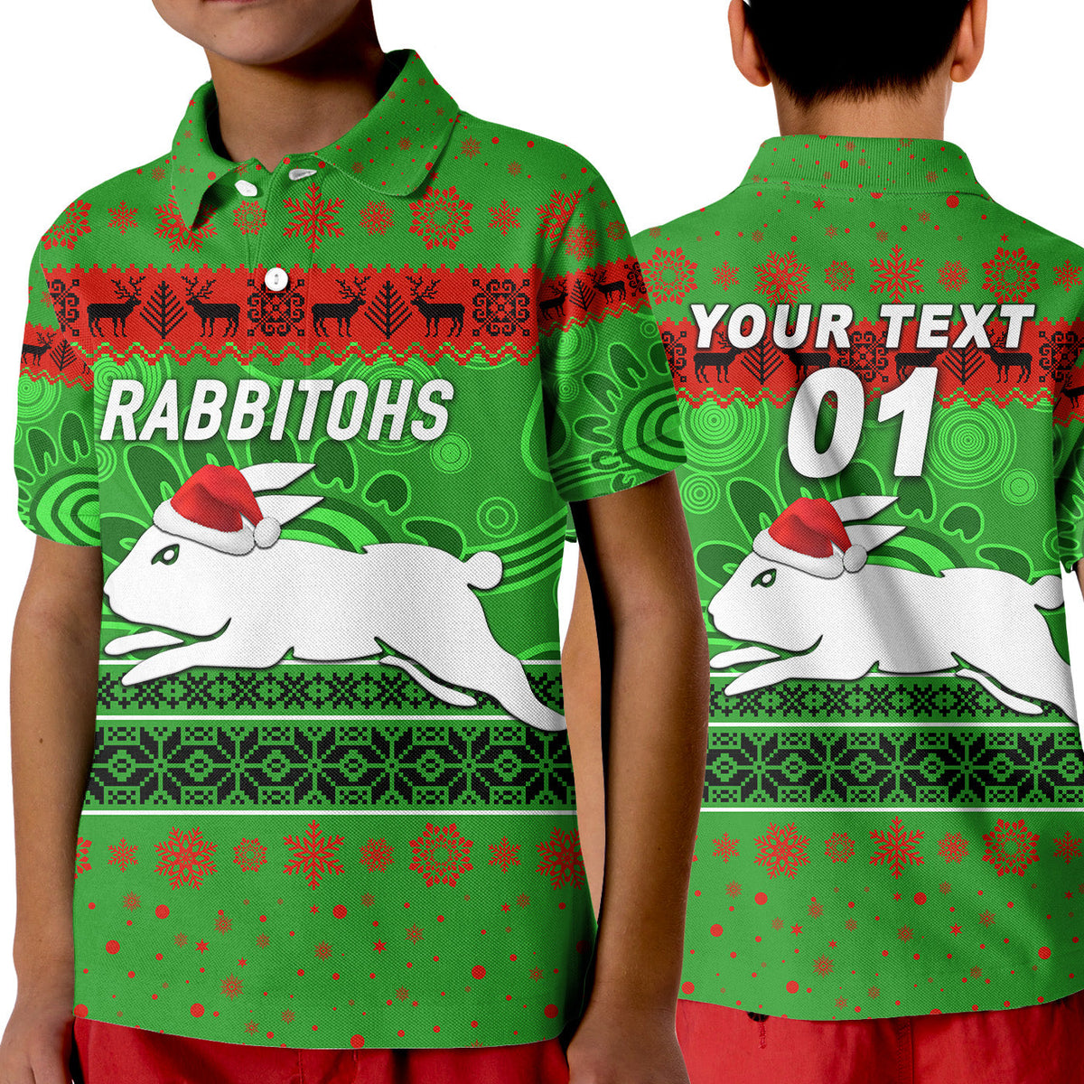 custom-personalised-south-sydney-rabbitohs-polo-shirt-kid-christmas-simple-style-green
