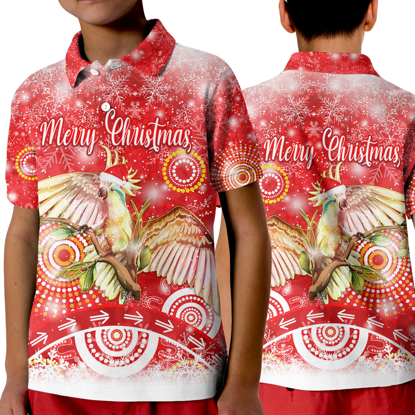 australia-cockatoo-christmas-polo-shirt-kid-original-style-red