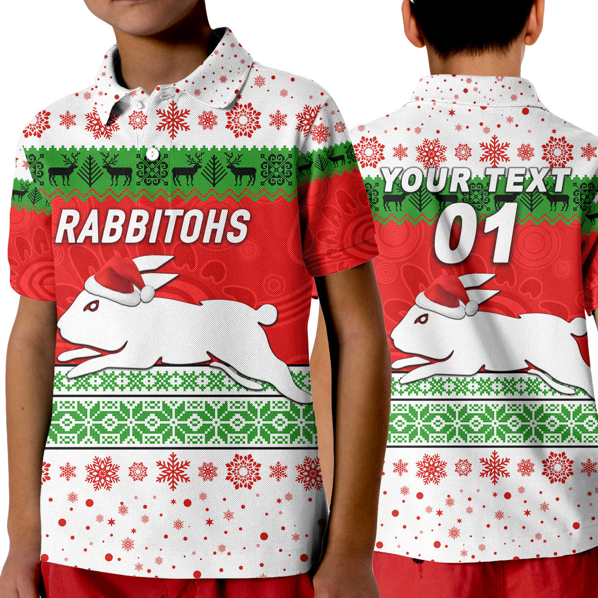custom-personalised-south-sydney-rabbitohs-polo-shirt-kid-christmas-simple-style-white