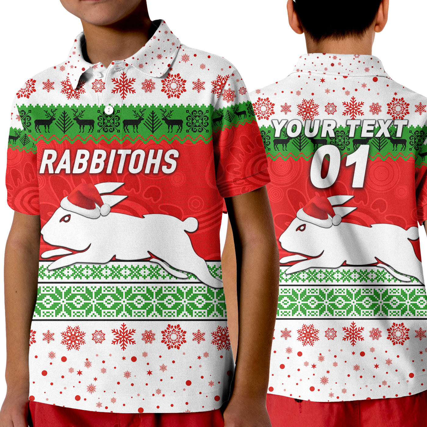 custom-personalised-south-sydney-rabbitohs-polo-shirt-kid-christmas-simple-style-white
