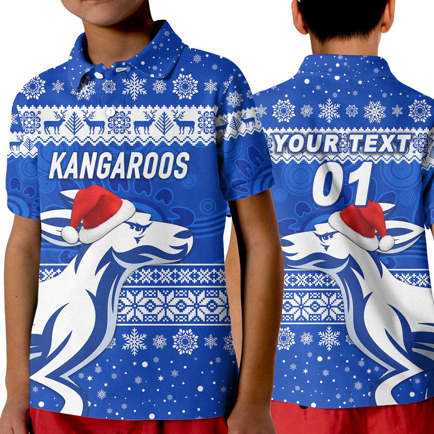 custom-personalised-north-melbourne-kangaroos-polo-shirt-kid-christmas-simple-style