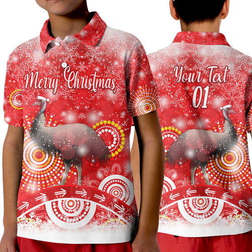 custom-personalised-australian-emu-christmas-polo-shirt-kid-original-style-red