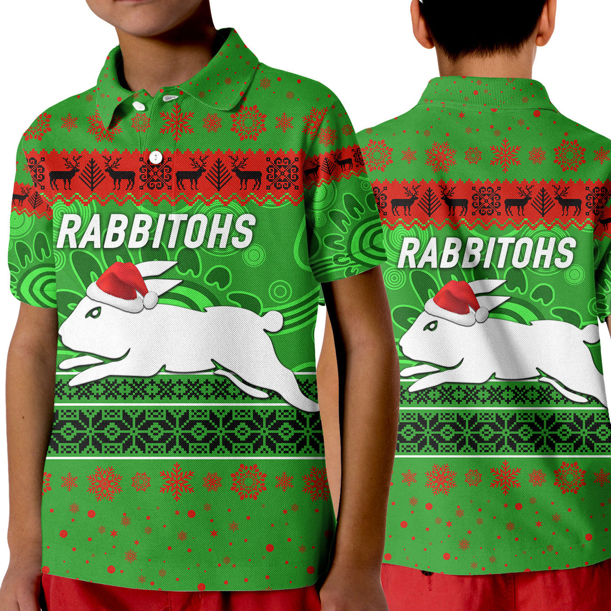 south-sydney-rabbitohs-polo-shirt-kid-christmas-simple-style-green