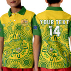 (Custom Text And Number) Australia Soccer Polo Shirt Socceroos Kangaroo Aussie Indigenous National Color LT14