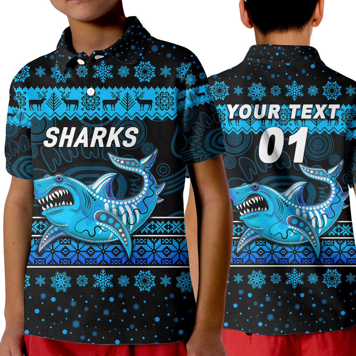 custom-personalised-cronulla-sutherland-sharks-polo-shirt-kid-christmas-simple-style-black