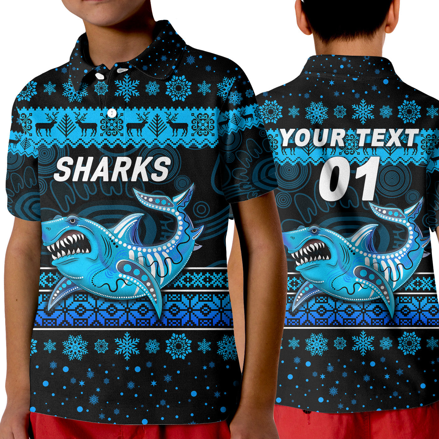 custom-personalised-cronulla-sutherland-sharks-polo-shirt-kid-christmas-simple-style-black