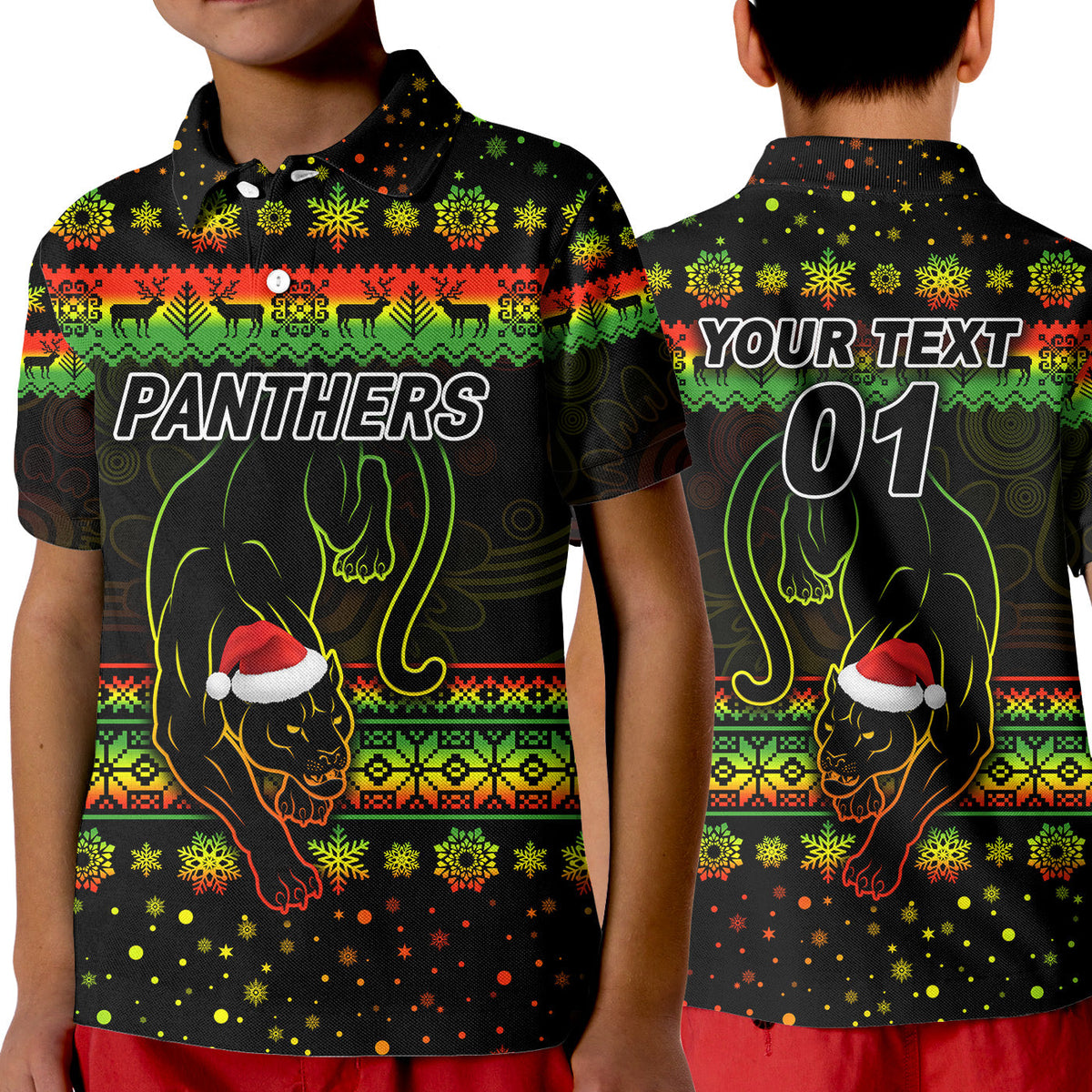 custom-personalised-penrith-panthers-polo-shirt-kid-christmas-simple-style