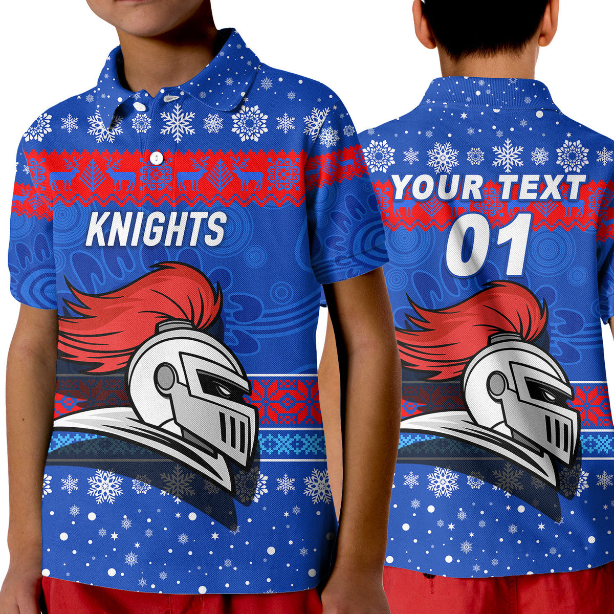 custom-personalised-newcastle-knights-polo-shirt-kid-christmas-simple-style