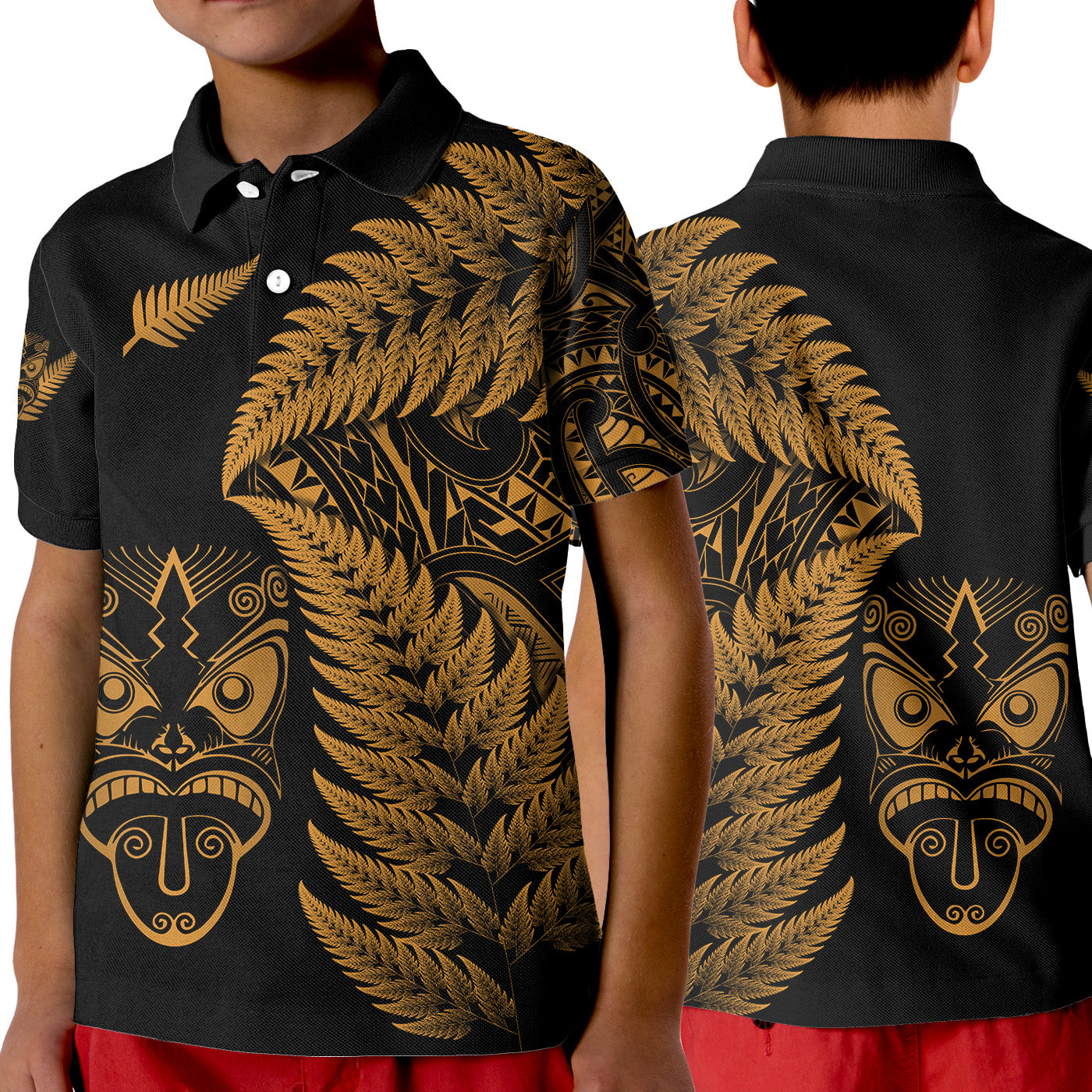 new-zealand-haka-rugby-maori-polo-shirt-kid-silver-fern-vibes-gold