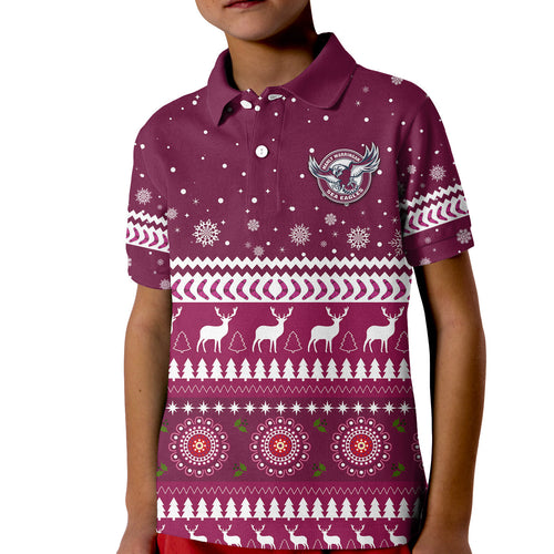 custom-personalised-sea-eagles-christmas-polo-shirt-kid-manly-warringah