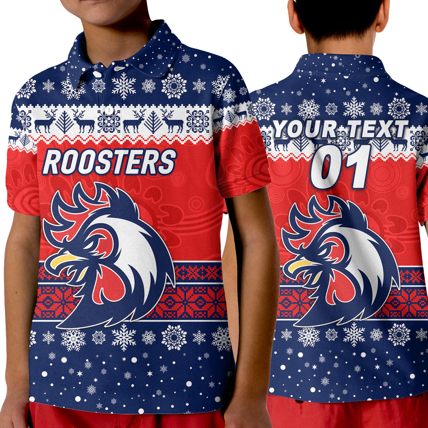 custom-personalised-sydney-roosters-polo-shirt-kid-christmas-simple-style-blue